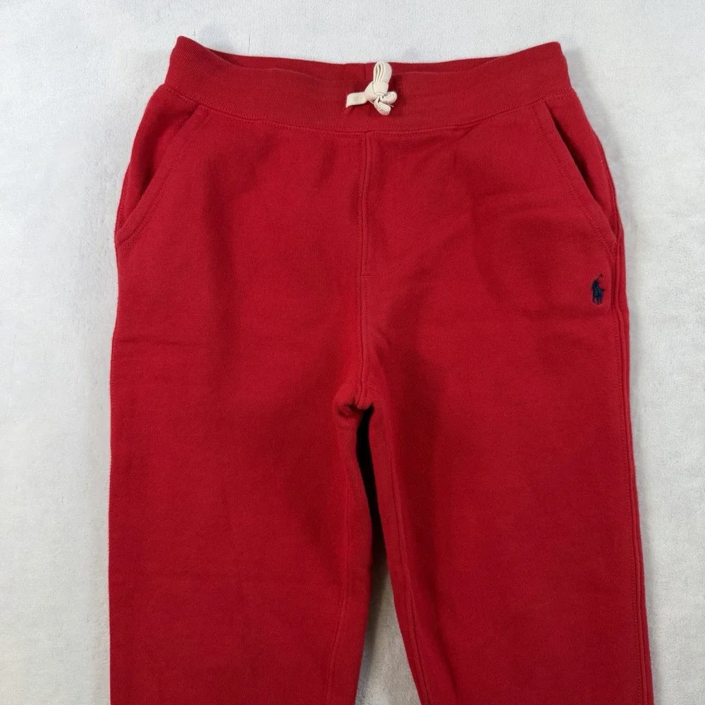 Polo Ralph Lauren Boys Red Fleece Jogger Pants Size M 10-12